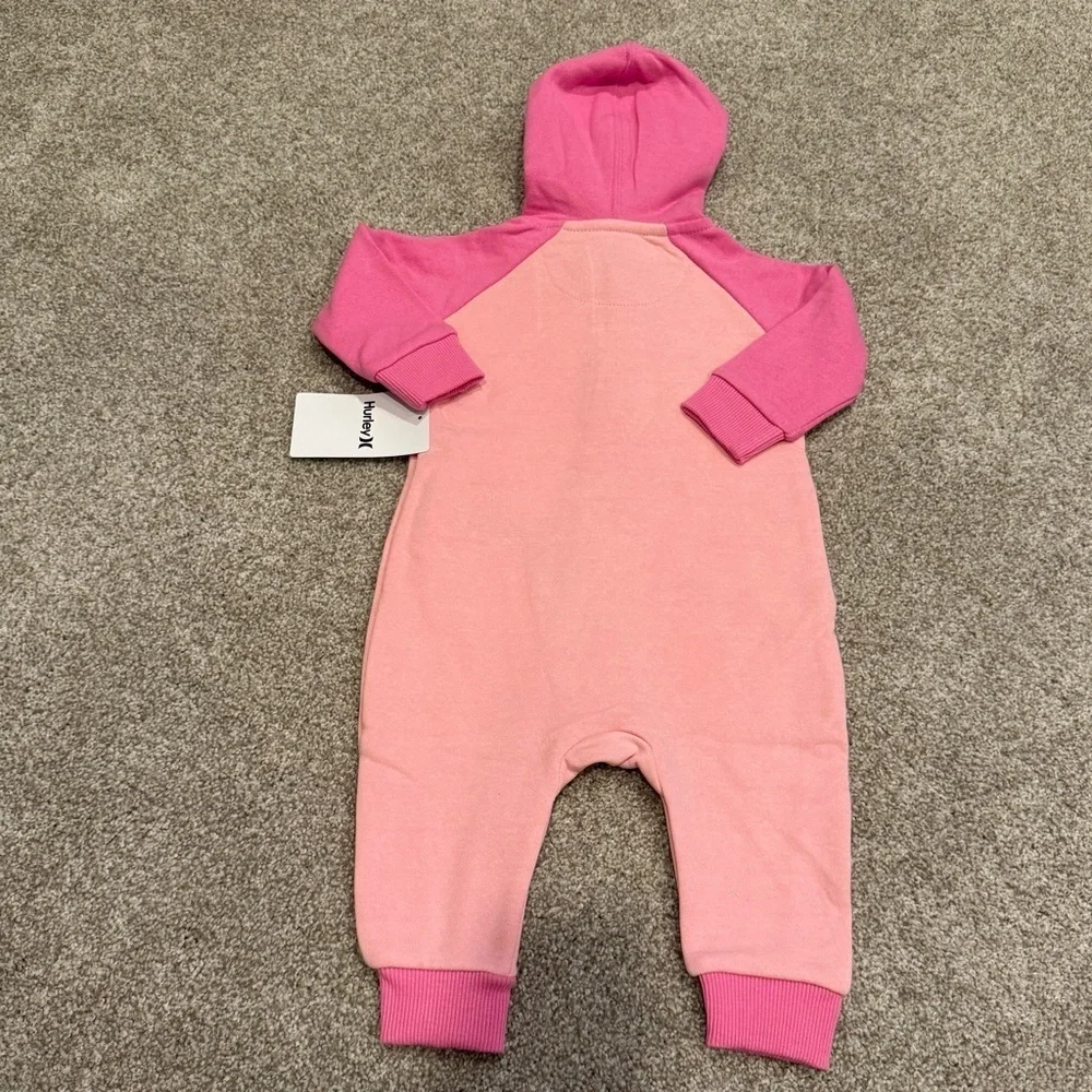NWT Hurley infant pink one piece sweatshirt outfit with hood